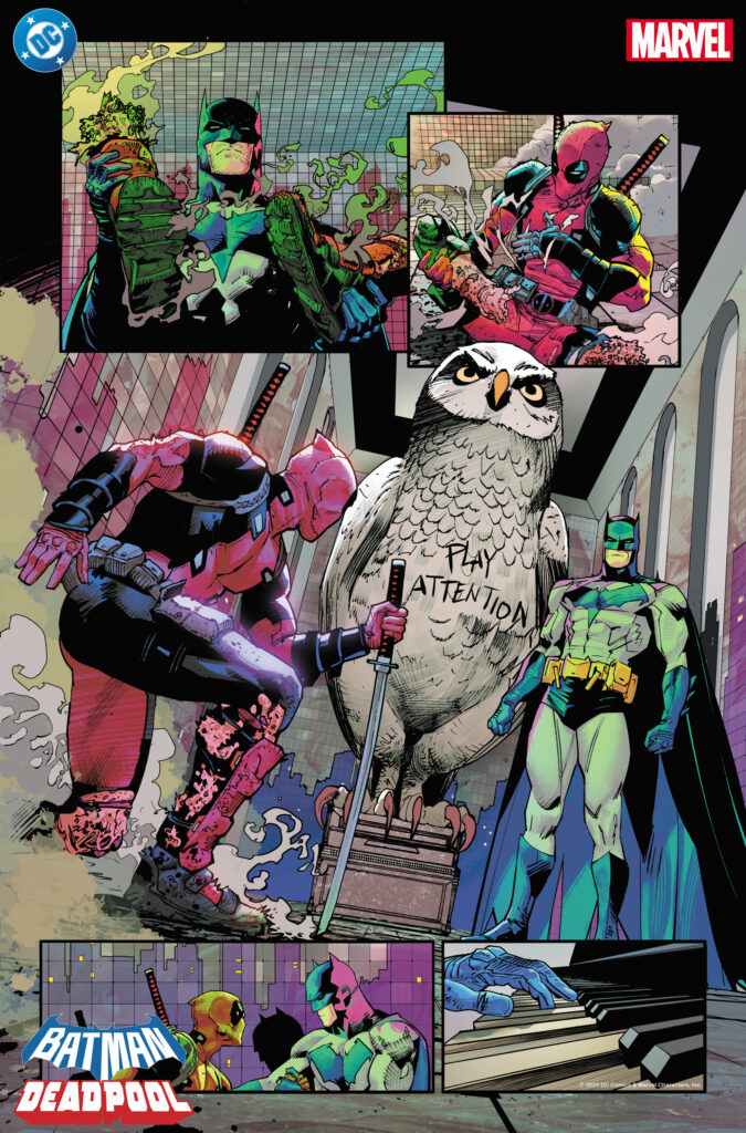 Przykładowe strony z „Batman/Deadpool #1”